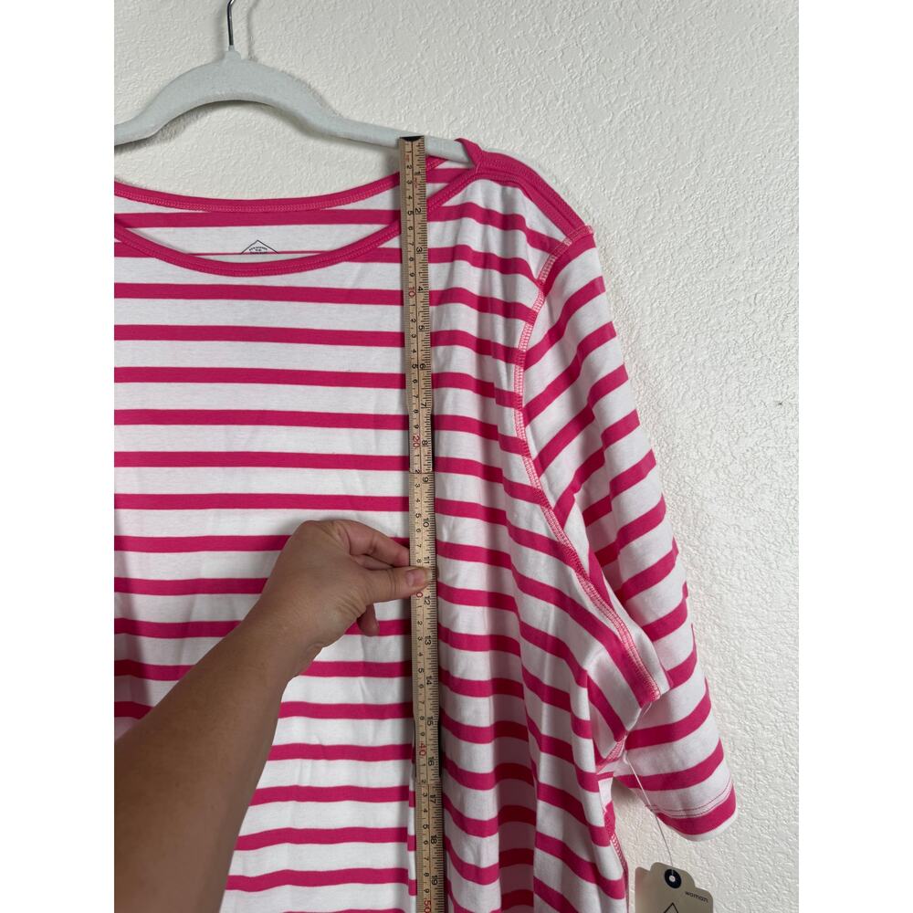 NWT St. John's Bay Classic Boatneck Tee T-shirt Red Stripe Casual Coastal 3X - Picture 4 of 10